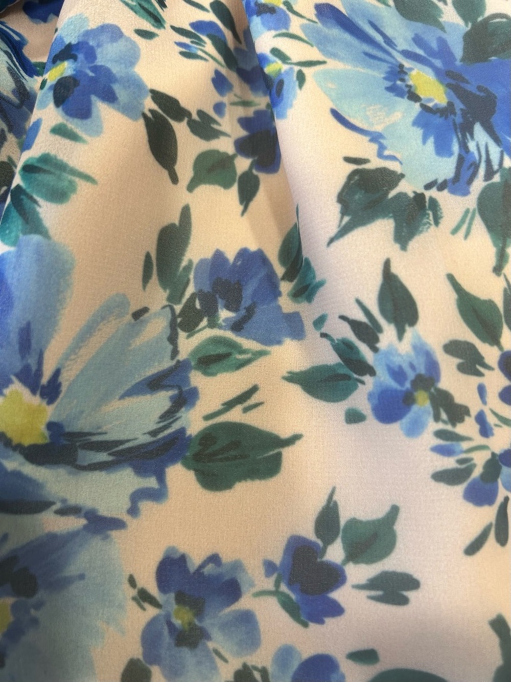 Alexa Admor Floral Mini Dress Blue Blush Elastic Waist Sheer Sleeve Womens sz 2 - Picture 13 of 13